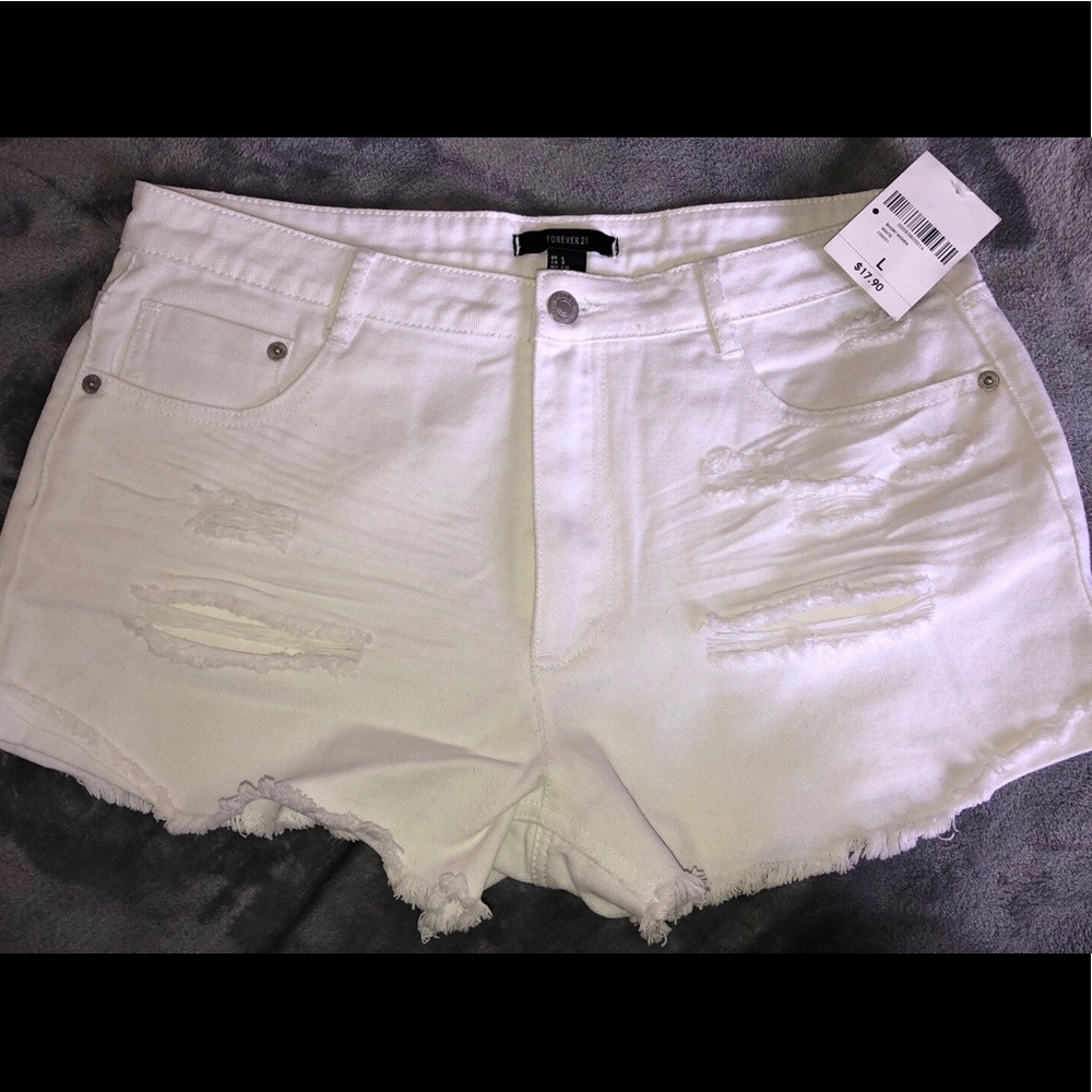 Forever 21 White distressed shorts